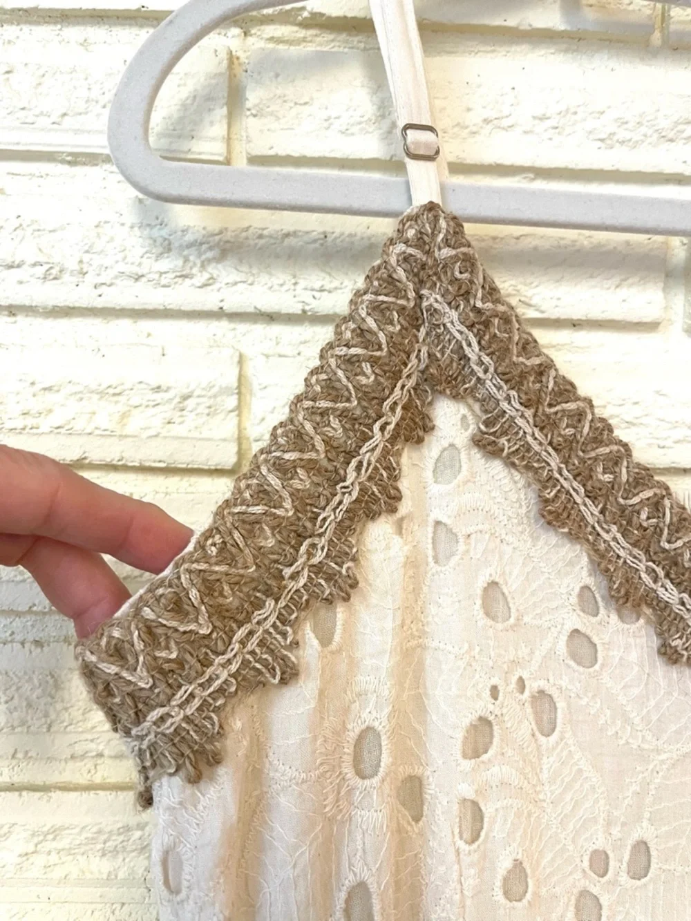 Me 2 Magic Anthropologie Tiered Maxi Dress Cotton Eyelet Size L Boho Coastal - Picture 5 of 11